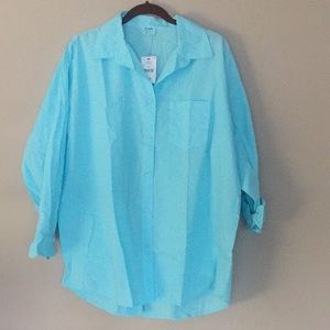 COTTON:ON button up collar Aqua Wave Dad shirt XS